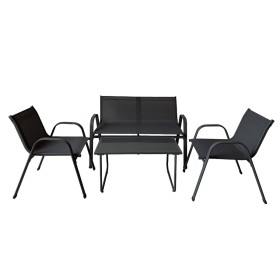 Marbueno Set Table et Chaises de Jardin Acier Noir Textilène 10468: Plus de 300.000 produits de grandes marques en vente directe