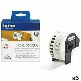 Papier Continu pour Imprimantes Brother DK-22225 Blanc 38 mm x 30,48 m Noir/Blanc (3 Unités): Plus de 300.000 produits de grande