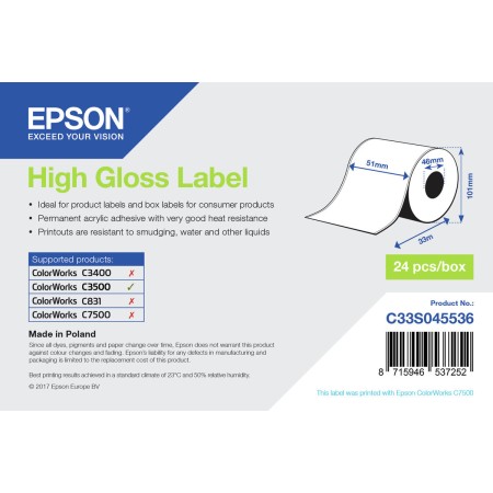 Etiquettes pour Imprimante Epson C33S045536 (1 Unités): Plus de 300.000 produits de grandes marques en vente directe à prix usin