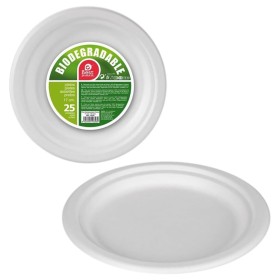 Service de vaisselle Best Products Green Canne à sucre Ø 17 cm Blanc Biodégradable Produits à usage unique 25 Unités: Plus de 30