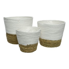 Set de pots de fleurs EDM 875984 Blanc Marron Corde (3 Pièces): Plus de 300.000 produits de grandes marques en vente directe à p